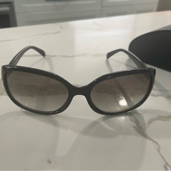 Authentic Rectangle Prada Sunglasses Black/Gray Gradient Lens - Picture 2 of 13